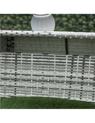 Outsunny 6-Seater Rattan Dining Set Garden Furniture Patio Rectangular Table Cube Chairs Outdoor Fire Retardant Sponge Grey