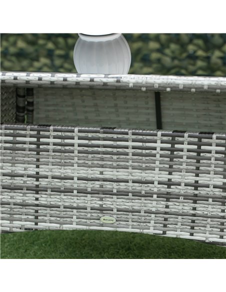 Outsunny 6-Seater Rattan Dining Set Garden Furniture Patio Rectangular Table Cube Chairs Outdoor Fire Retardant Sponge Grey - pic 13458 | FastDaddyshop
