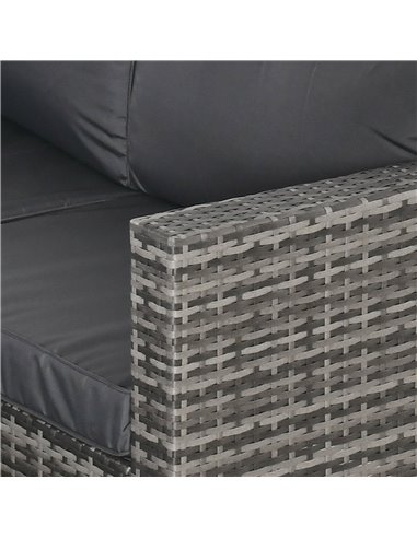 Outsunny Rattan Garden Furniture 4 Seater Outdoor Patio Corner Sofa Chair Set with Coffee Table Thick Cushions Grey