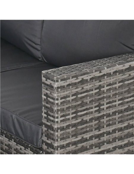 Outsunny Rattan Garden Furniture 4 Seater Outdoor Patio Corner Sofa Chair Set with Coffee Table Thick Cushions Grey - pic 13466 | FastDaddyshop