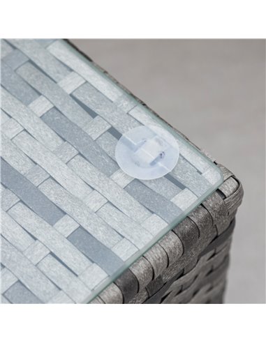 Outsunny Rattan Garden Furniture 4 Seater Outdoor Patio Corner Sofa Chair Set with Coffee Table Thick Cushions Grey