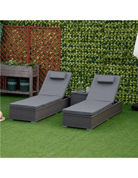 Outsunny 5-Position Back Sun Lounger Set with Table, Grey - pic 13468 | FastDaddyshop