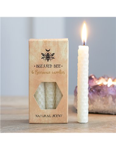 Set of 6 Cream Beeswax Spell Candles BW_48338