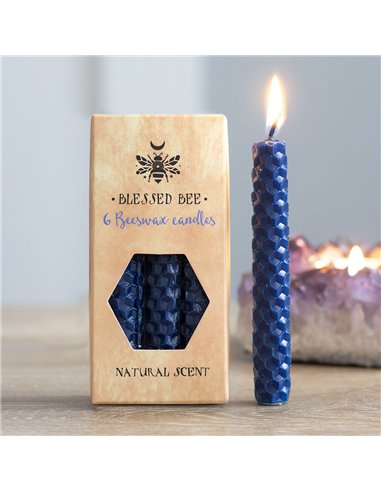 Set of 6 Blue Beeswax Spell Candles BW_48438