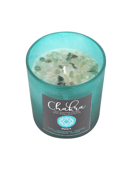 Heart Chakra Mint Crystal Chip Candle CK_29223 - pic 134732 | FastDaddyshop