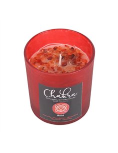 Root Chakra Strawberry Crystal Chip Candle CK_29423