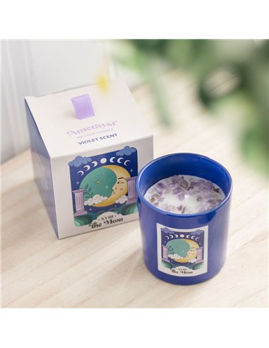 The Moon Amethyst Crystal Chip Candle CS_27124