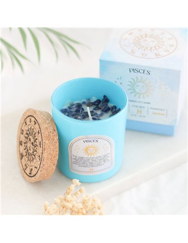 Pisces Gardenia Gemstone Zodiac Candle CE_86523