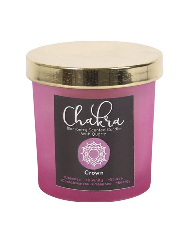Crown Chakra Blackberry Crystal Chip Candle CK_28923