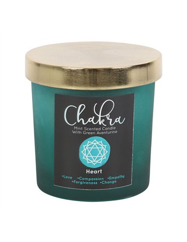 Heart Chakra Mint Crystal Chip Candle CK_29223