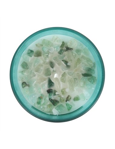 Heart Chakra Mint Crystal Chip Candle CK_29223