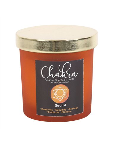 Sacral Chakra Orange Crystal Chip Candle CK_29523