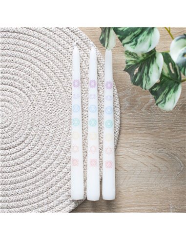Set of 3 Chakra Balancing Taper Dinner Candles CK_37224