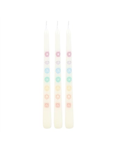 Set of 3 Chakra Balancing Taper Dinner Candles CK_37224