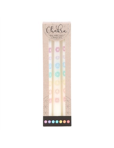 Set of 3 Chakra Balancing Taper Dinner Candles CK_37224