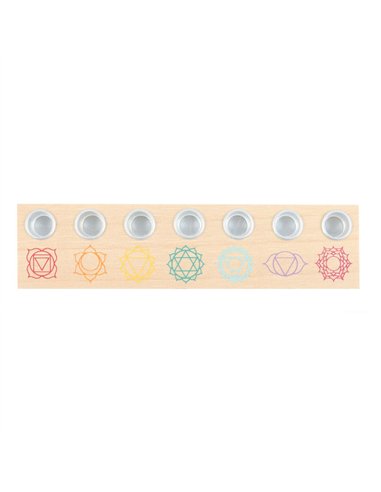Seven Chakras Wooden Energy Candle Holder CK_87224
