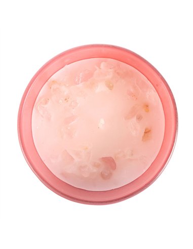 The Sun Rose Quartz Crystal Chip Candle CS_27024