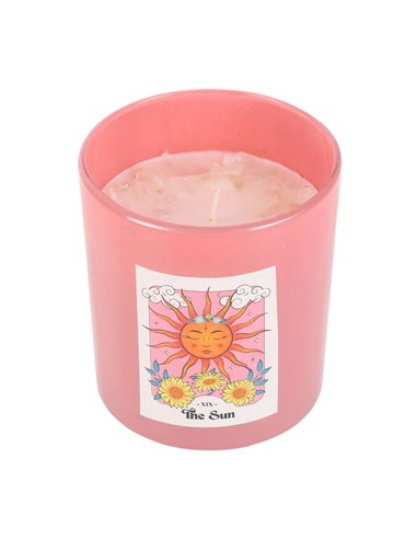 The Sun Rose Quartz Crystal Chip Candle CS_27024