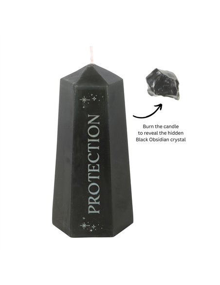 Protection Crystal Candle with Rough Black Obsidian CW_92224 - pic 134895 | FastDaddyshop