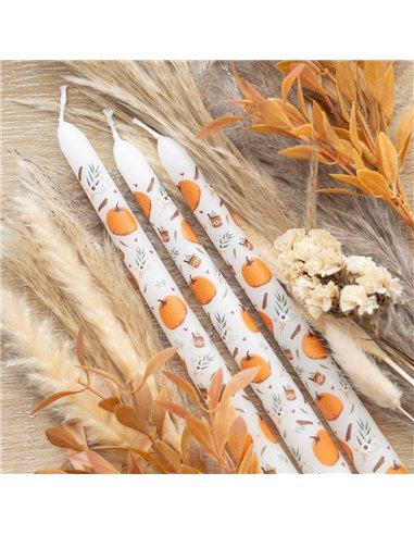 Set of 3 Pumpkin Taper Candles DY_77725