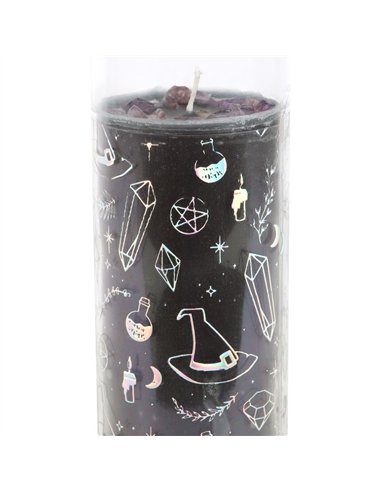 Crystal Witch Jasmine Tube Candle with Amethyst Chips CW_91824
