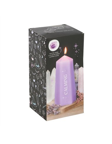 Calming Crystal Candle with Rough Amethyst CW_91924