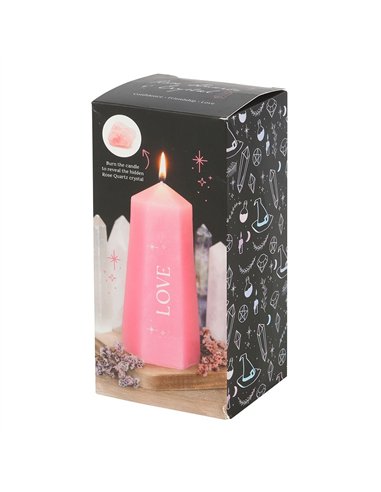 Love Crystal Candle with Rough Rose Quartz CW_92024