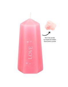 Love Crystal Candle with Rough Rose Quartz CW_92024