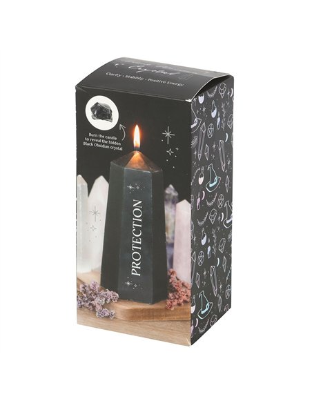 Protection Crystal Candle with Rough Black Obsidian CW_92224 - pic 134930 | FastDaddyshop
