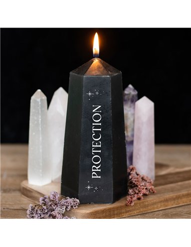 Protection Crystal Candle with Rough Black Obsidian CW_92224