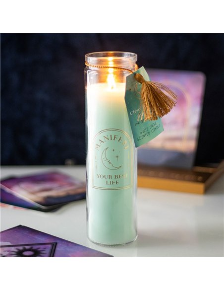 White Sage Tube Candle with Clear Quartz Crystals ER_45825 - pic 134993 | FastDaddyshop