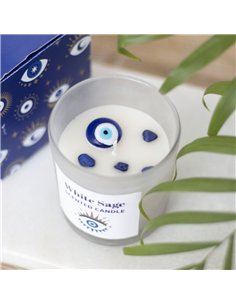 All Seeing Eye White Sage Crystal Chip Protection Candle EY_69923 2
