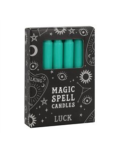 Set of 12 Green 'Luck' Spell Candles FI_15328