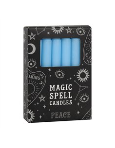 Set of 12 Light Blue 'Peace' Spell Candles FI_15728
