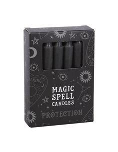 Set of 12 Black 'Protection' Spell Candles FI_16128