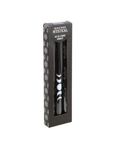 Set of 3 Black Magic Mystical Taper Candles  FI_41924