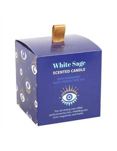 All Seeing Eye White Sage Crystal Chip Protection Candle EY_69923