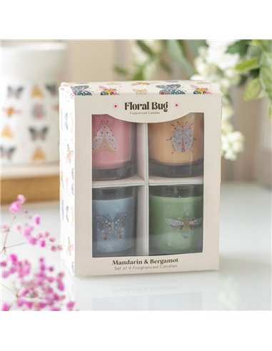 Set of 4 Floral Bug Mandarin & Bergamot Candles FB_00426