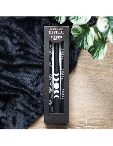 Set of 3 Black Magic Mystical Taper Candles  FI_41924