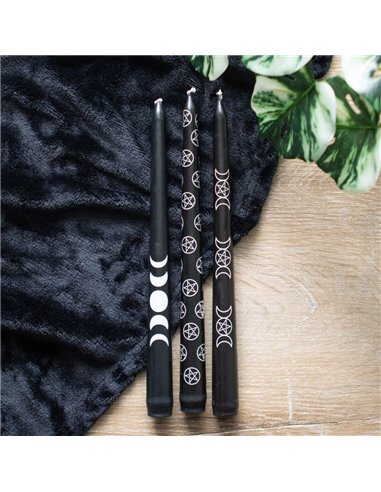 Set of 3 Black Magic Mystical Taper Candles  FI_41924