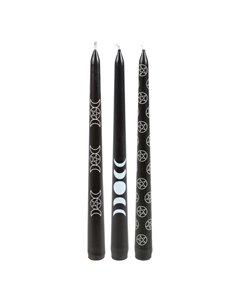 Set of 3 Black Magic Mystical Taper Candles  FI_41924