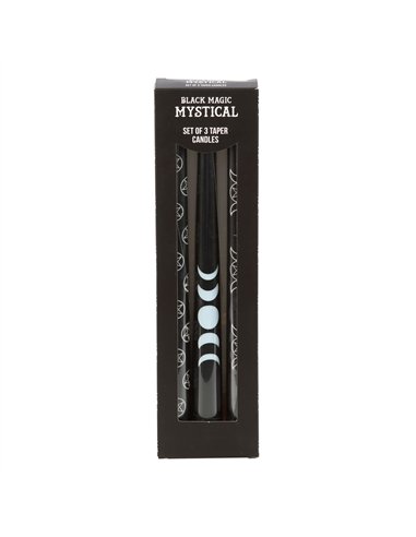 Set of 3 Black Magic Mystical Taper Candles  FI_41924