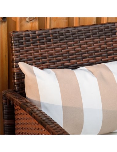 Outsunny 2-Seater Garden Outdoor Rattan Furniture Set with Cushion Pillow, Brown