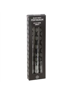Set of 3 Black Magic Pentagram Taper Candles  FI_79524