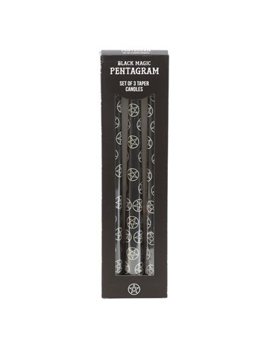 Set of 3 Black Magic Pentagram Taper Candles  FI_79524