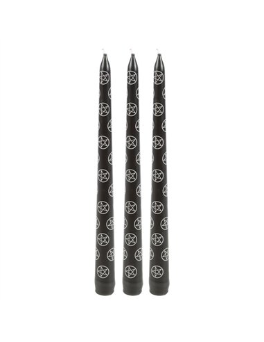 Set of 3 Black Magic Pentagram Taper Candles  FI_79524