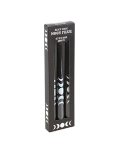 Set of 3 Black Magic Moon Phase Taper Candles  FI_79624