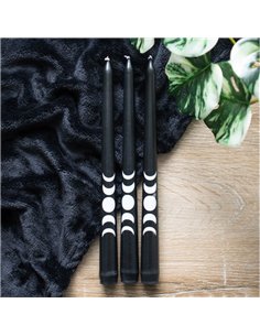 Set of 3 Black Magic Moon Phase Taper Candles  FI_79624 2