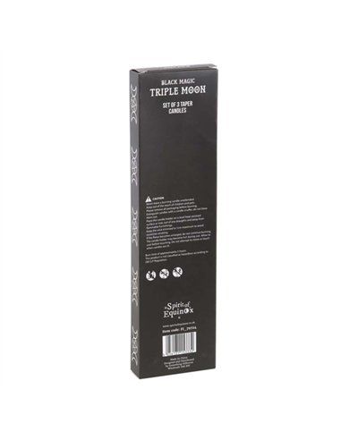 Set of 3 Black Magic Triple Moon Taper Candles  FI_79724
