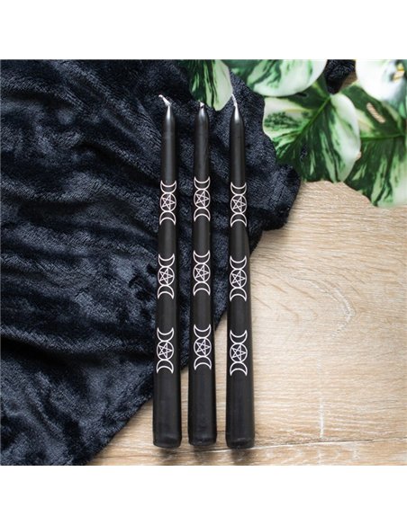 Set of 3 Black Magic Triple Moon Taper Candles  FI_79724 - pic 135164 | FastDaddyshop